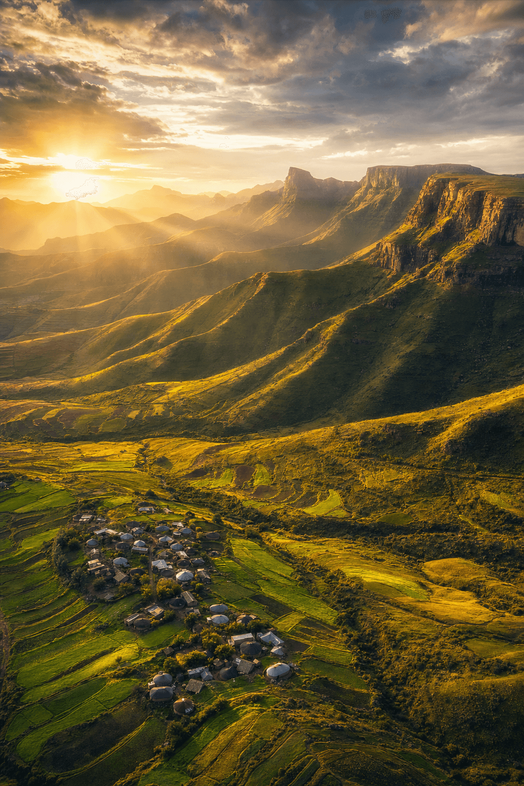 Maluti Mountains of Lesotho at sunrise